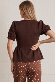 The Pretty Peplum Top Brown