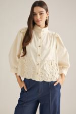 The Colleen Embroidered Cream Top