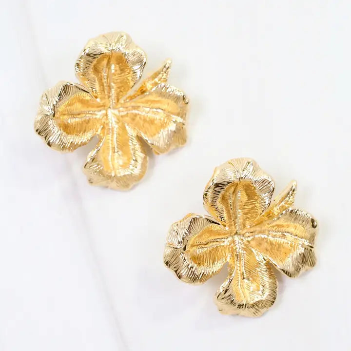Althea Textured Flower Earring Gold