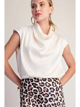 Cowl Neck Satin Top Champagne