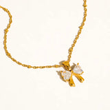 Iselle 18K Gold Non-Tarnish Bow Pendant Necklace